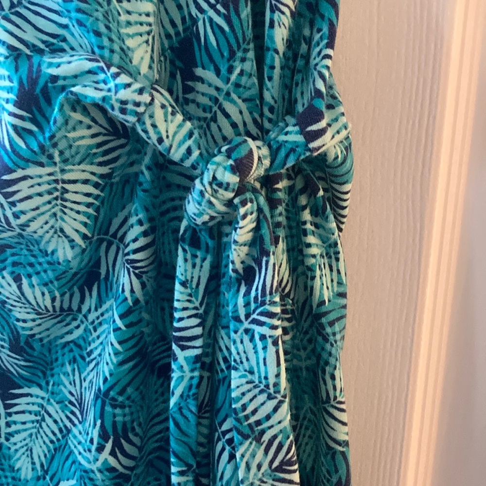 Green and Blue Ruched Wrap Sundress - Picture 4 of 4